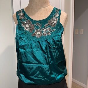 Cato Y2K 90s rave festival green blue Embellished satin beaded Tank Top small